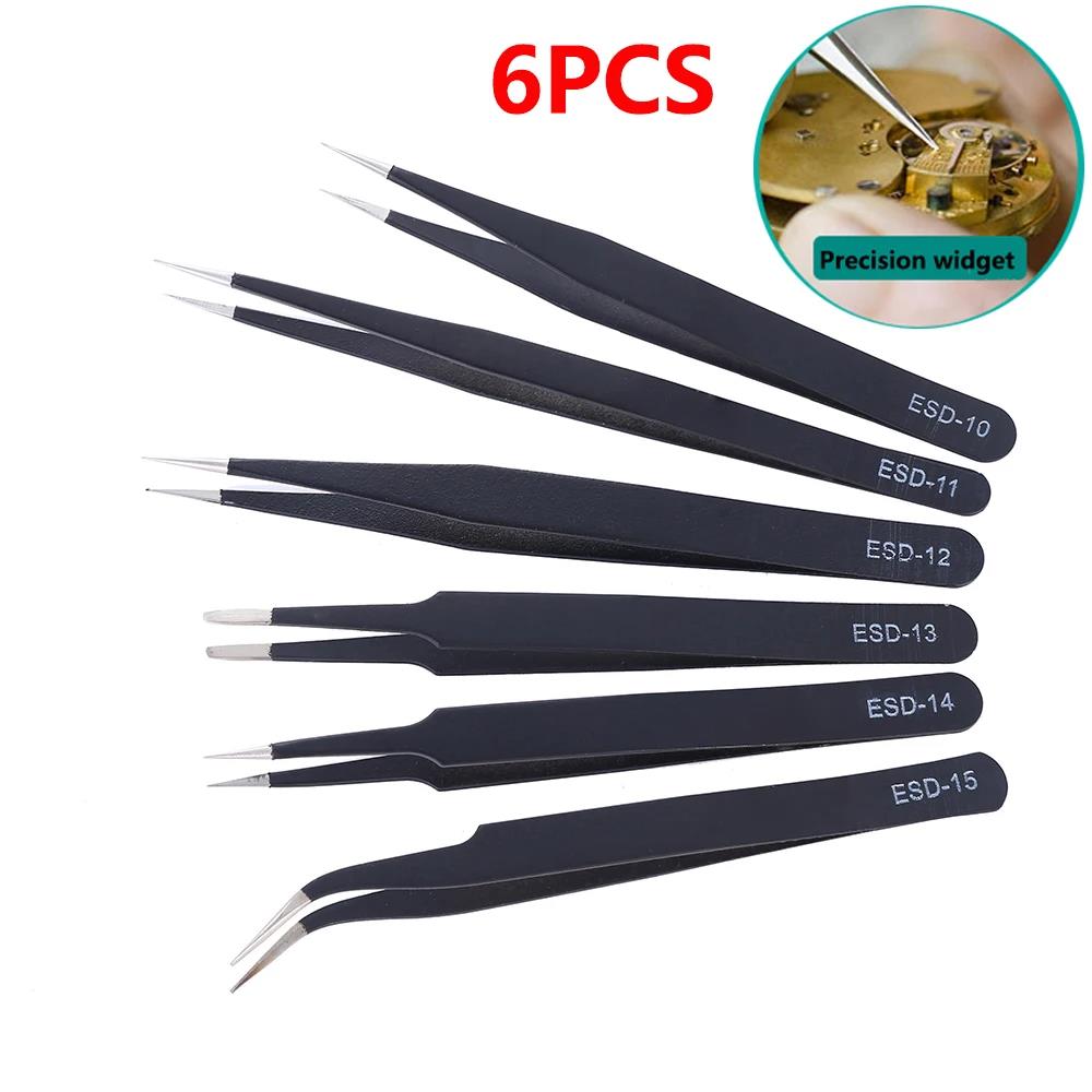 Electronics Repair Workshop - 6 Pcs Precision Tweezers Set ESD